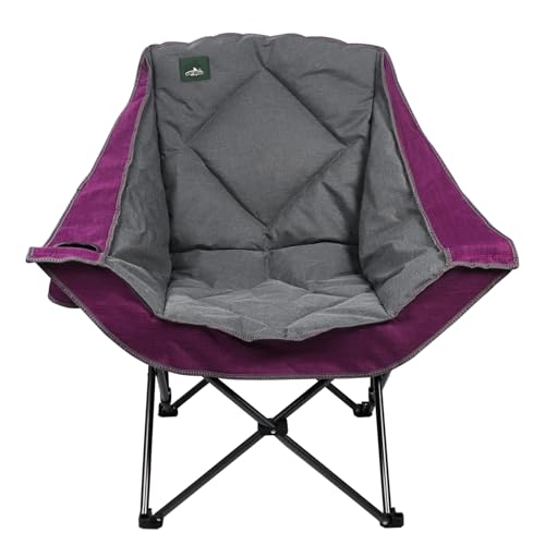 Northroad Oversized Foldable Camping Chair, Outdoor Padded Lawn Chair w/Cup Holder,Carry Bag for Beach, Hiking, and Picnics,Heavy-Duty 300-lbs Capacity, Purple