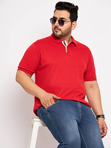 Image of Club York Men Cotton Blend Half Sleeve Polo Neck Solid Plus Size T-Shirt