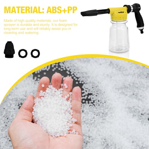 Miniatura 3 de Youool Pistola De Espuma De Nieve, 1000ml Ajustable Pistola De Espuma Limpiadora, Pistola De Espuma Coche Cañón Espuma Nieve Puede Conectar Rápidamente Mangueras De Jardín Amarillo
