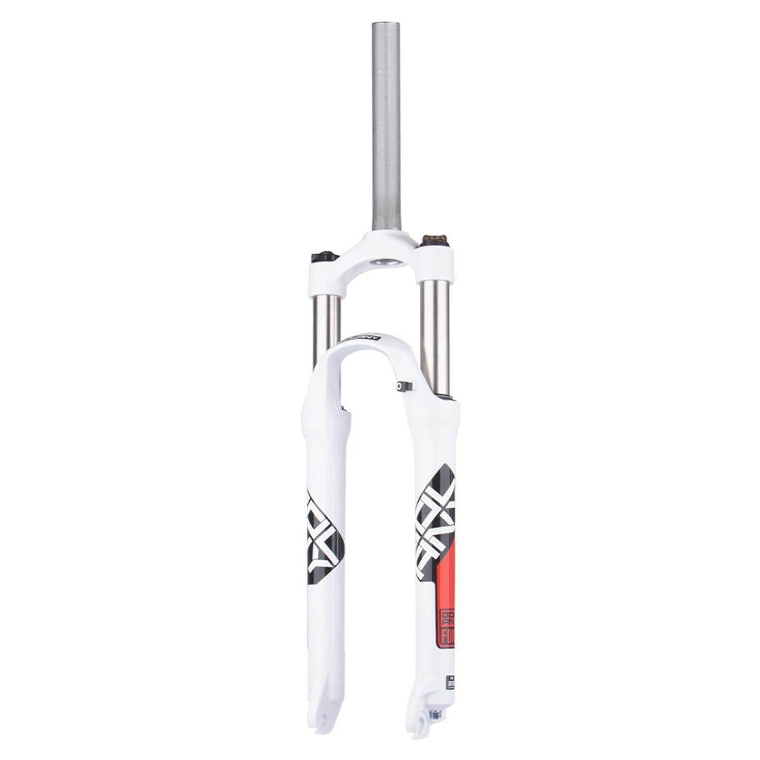 Mountainbike Verende Voorvork 26/27.5/29 XC MTB Voorvork Vering 100mm 1-1/8 Recht Verende Voorvork Schijfrem QR 9mm (Color : White, Size : 29