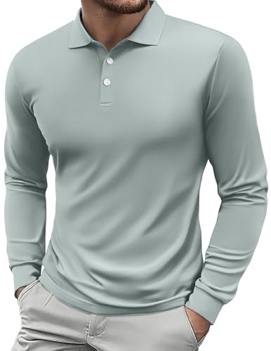 PINSPARK Polo Shirt Herren Atmungsaktiv Poloshirt Schnelltrocknend Sonnenschutz Polohemd Langarm UPF 50+ Golfshirts Sommer Wandern Gym Funktionsshirt Hellgrau M PINSPARK Polo Shirt Herren Atmungsaktiv Poloshirt Schnelltrocknend Sonnenschutz Polohemd Langarm UPF 50+ Golfshirts Sommer Wandern Gym Funktionsshirt Hellgrau M