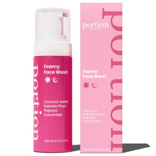 Portion Espuma Limpiadora Facial con Kakadu Plum, Agua de Coco y Pepino - 150ml - Limpiador Facial Piel Grasa y Mixta en Espuma - Jabon Facial Limpiador sin Parabenos ni Sulfatos - Foaming Cleanser