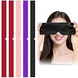 5 Pcs Blindfold for Adults Couples, Soft Imitated Silk Sleep Mask, Adjustable Blackout Eye Cover for Adults Couples Yoga,Travel, Nap, Meditation (Black, Purple, Pink, 2 Wine Red)