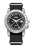 glycine airman Die GL0071 besitzt ein Textil Armband in schwarz kombiniert mit einer Dornschließe . Außerdem wurde als Glas der Uhr kratzfestes Saphirglas verwendet