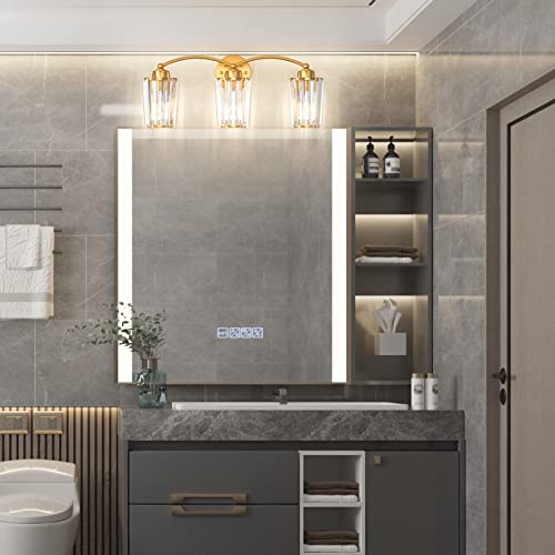 Aipsun Crystal Vanity Light Fixtures Gold Bathroom Light Fixtures Crystal Wall Lights for Bathroom E26 Base (Exclude Bulb) by Aipsun - Used condition - Image 4
