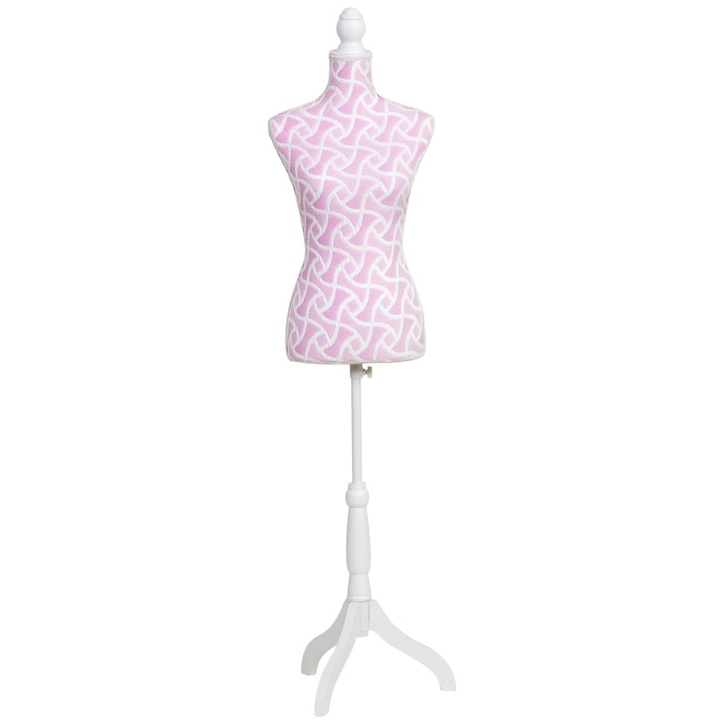 Maniquí de Madera y Espuma Forrado de Tela Rosa 24x37.5x168h cm