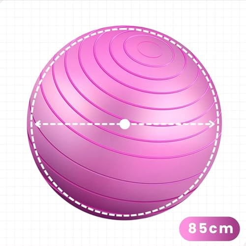Bola Pilates 85cm Suíça Yoga Ginástica Exercícios Versáteis p/Equilíbrio e Fortalecimento (Rosa)