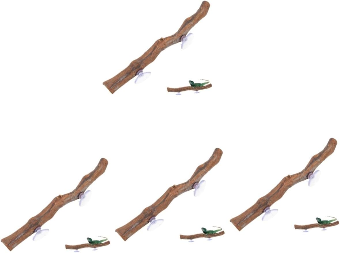 HANABASS 4pcs Bearded Dragon Wooden Tree Branch Reptile Climbing Rack for Lizard Habitat Safe and Fun Terrarium Accessory Compact Design Encouraging Exercise and Coordination