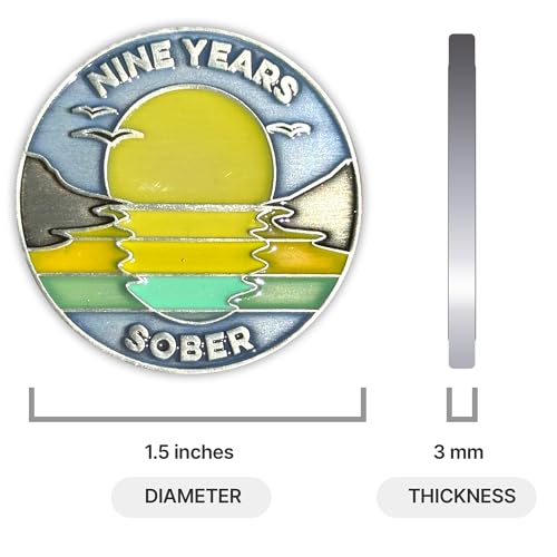Image of The Achieve Mint 9 Year Sobriety Token | Nine Years Sober Chip | Non-AA, Non-Religious Medal for Women and Men Celebrating Their Sobriety