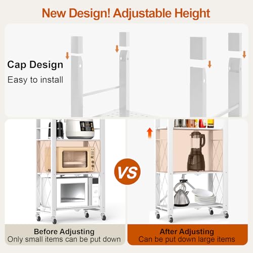 Image of 6-Tier Foldable Storage Shelves with Wheels, Folding Metal Shelf Unit