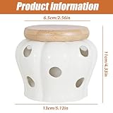 PRITOK Przechowywanie czosnku z pokrywką: Ø 13 cm, ceramiczne, ze zdejmowaną bambusową pokrywką, boczne otwory wentylacyjne, przechowywanie czosnku, dekoracja blatu kuchennego