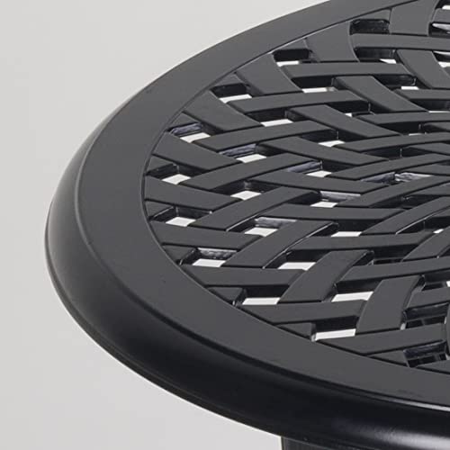 Mandolin Outdoor Patio Table,Rust -Resistant Cast Aluminum Side Table,Weather Resistant End Table，Coffee Table， Perfect For Patio, Backyard Or Garden.(Aluminum Round, Black) #TOP3