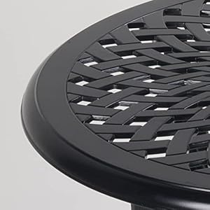 Mandolin Outdoor Patio TableRust Resistant Cast Aluminum Side TableWeather Resistant End TableCoffee Table Perfect for Patio Backyard Or GardenW 208 X H185Aluminum Round Black