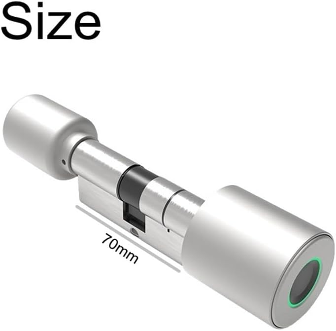 Tuya Bluetooth Fingerprint Door Lock Cylinder 70mm APP Remote Opens DIY Quick Installation Sutable for EU Profile Locks Door(Black,35-35)