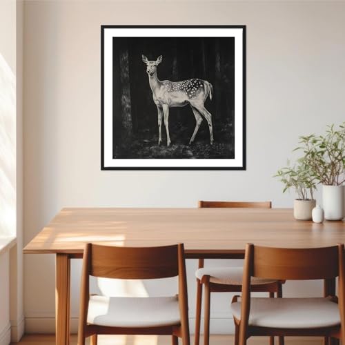 Moonow7 Fallow Deer Wall Art, Animal Portrait Art Print, 12x12in (30x30cm) — view 6