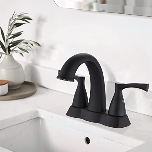 Robinet de lavabo central noir mat double commande avec vidage escamotable - 3