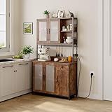 Flexible Steckdosen. Dieser Küchenschrank ist speziell mit Steckdosen ausgestattet, um den Alltag zu erleichtern. Ihre Haushaltsgeräte können so schnell und einfach mit Strom versorgt werden. Steckdosen links/rechts am Regal montierbar.