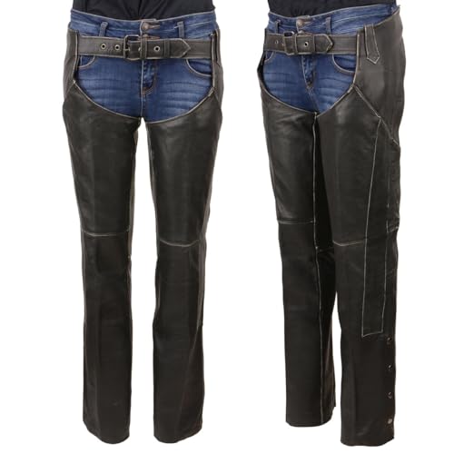 Image of Milwaukee Leather Premium Leather Motorcycle Riding Chaps for Women Bikers