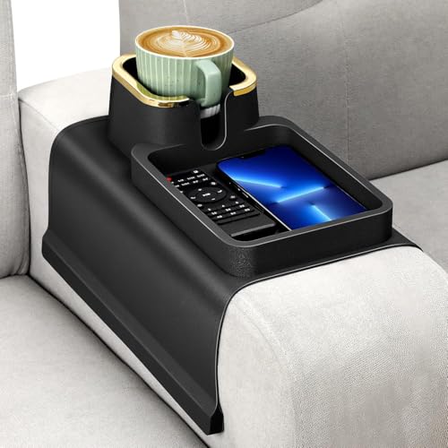 Image of Silicone Couch Cup Holder, Tray Anti-Spill Sofa Drink Coaster Anti-Slip Armrest Cup Holder Suit Tray for Remote, Snacks, Tissue, Magazines, Cellphone and iPad, Gift for Family, Friend