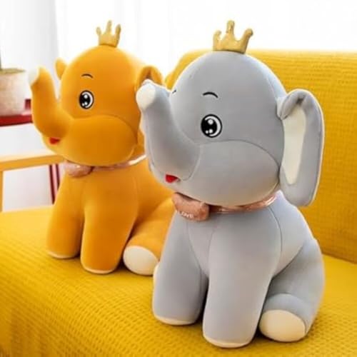 Image of 35cm cms Royal Elephant Soft Toy with Golden Crown, Plush Toy, Stuffed Animal Toy, Cuddly Gift for Boys, Girls Birthday, Room Decor Nursery