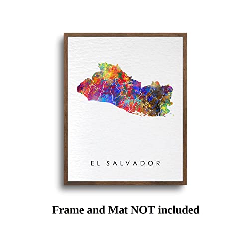 Dignovel Studios 8X10 Unframed El Salvador Map Watercolor Art Print Map Motherland Country Central America Illustrations Art Print Wall Wedding Poster Housewarming Wall Décor Dn765 #TOP4