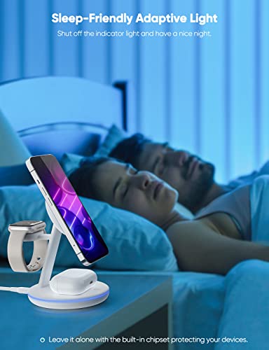 Magnetic Wireless Charging Station For Apple Series, 3-In-1 Standard 15W Fast Mag-Safe Charger Stand With Qc3.0 Adapter, For Iphone 14,13,12 Pro Max/Pro/Mini/Plus, Iwatch Ultra/8/7/6/5/4/3/2, Airpods… #TOP6