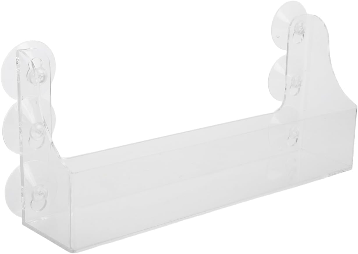 Ciieeo Suction Rack Transparent Acrylic Drink Rack for Refrigerator 13.14X5.70X2.95 Inch Suction Cup Mounted Beverage Storage Shelf Organizer for Fridge Door and Shower Wall
