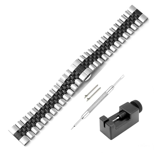 Image of Stainless Steel Jubilee Watch Metal Strap Chain Replacement Bracelet with Butterfly Push Button Clasp, Adjustable Links, Premium Finish, Permanent Polish For Premium Watches ( Adjustable Tools and Pins Include )