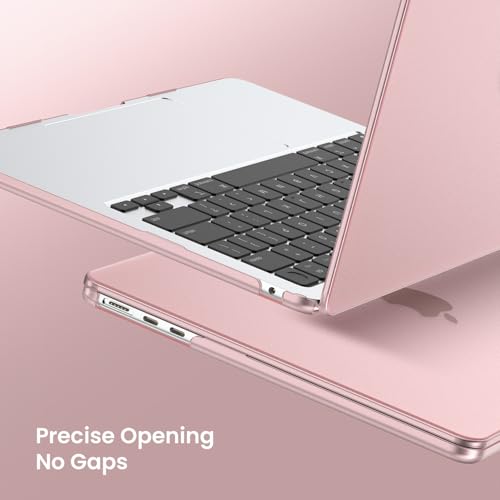 Image of EooCoo Compatible with MacBook Air 13.6 inch Case 2024 2023 2022 M3 A3113 A2681 M2 with Retina Display, Plastic Hard Shell Case + Keyboard Skin Cover + Screen Protector,Pink