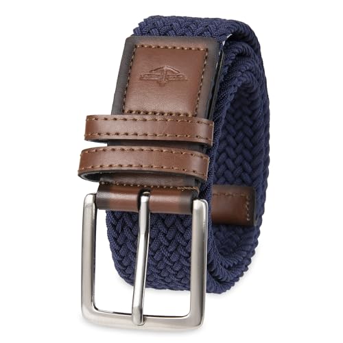 Dockers Men's Casual Everyday Braided Fabric Fully Adjustable Belt, Navy Web, Medium (34-36)