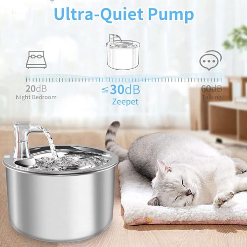 Fuente de Agua REUset para Gatos de Acero Inoxidable 2L miniatura 6