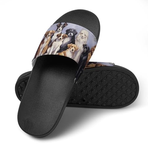 Winter Dogs Christmas Day Non Slip Slides Sandals for Women Men Quick Drying Shower Shoes for Bathroom Pool Beach4