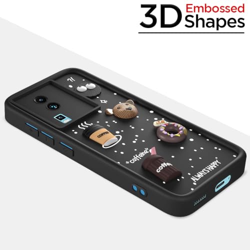 Image of Pikkme Back Cover for iQOO Neo 7 5G / Neo 7 Pro 5G | Cute Fun Cartoon 3D Bear Silicone Full Body Protection Bumper Cover (Black)