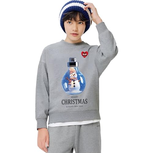 Merry Christmas Print Boy Sweatshirts Cute Snag Eyes Heart Embroidery O-neck Cotton Pullover Thick Loose Hoodie