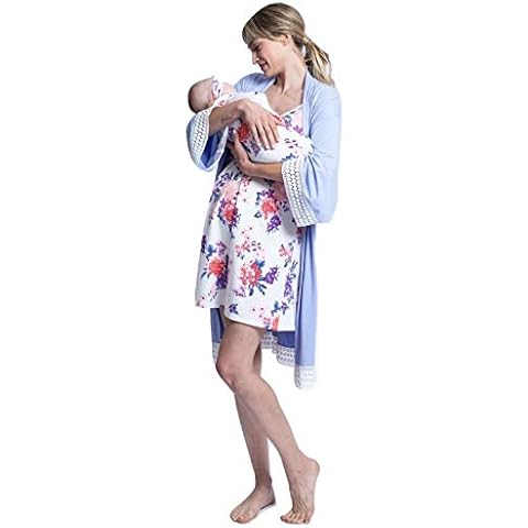 Hospital Robe for Labor, Baby Blanket, Maternity Dress/Gown, XL, White Floral Cover