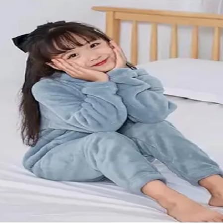 IKKAI!! Unisex (boy/Girls) Cold-Weather Hooded Sets Pajama Set Winter Sets Will Keep Kids Warm, Comfortable. Happy All Winter Season Look for Softness Pack of 1 (Plus Size, Sky Blue, 7-8 Year) 2