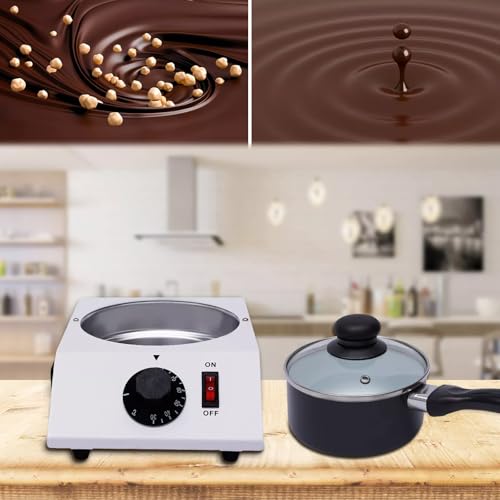 Pentola per Sciogliere Il Cioccolato, Set per Fonduta Elettrica con Pentola Antiaderente in Ceramica, Controllo della Temperatura Regolabile per Sciogliere 1 kg di Cioccolato
