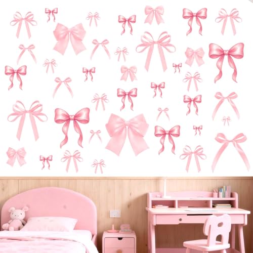 Vinilos Decorativos de Lazo Rosa para Pared Cuarto Niñas miniatura 4