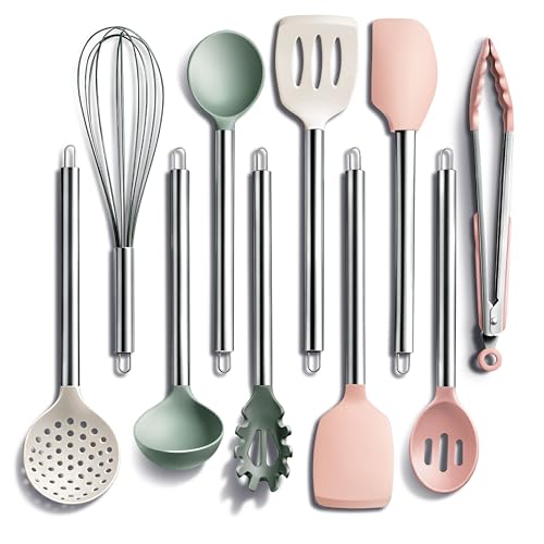 Silicone Cooking Utensils, Kitchen Utensil Set, Easy to Clean Silicone Kitchen Utensils, Cooking Utensils for Nonstick Cookware, Kitchen Gadgets Set, 10 Pieces