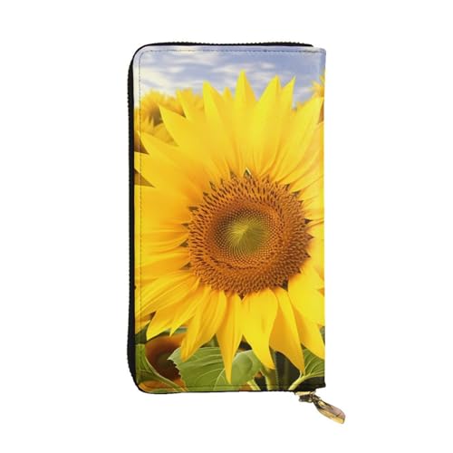 Sunflowers Wallet for Men Women Long Purse Leather Clutch Large Business Handbag Travel Phone Holder Credit Card Holder Money Case with Zipper Leather Wallets Gift