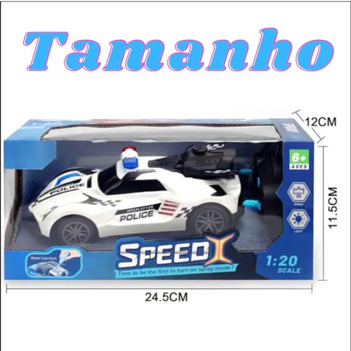 Carrinho Controle Remoto Polícia Veloz Iluminação Sai Fumaça Diversão Brinquedo Carros Velocidade Re