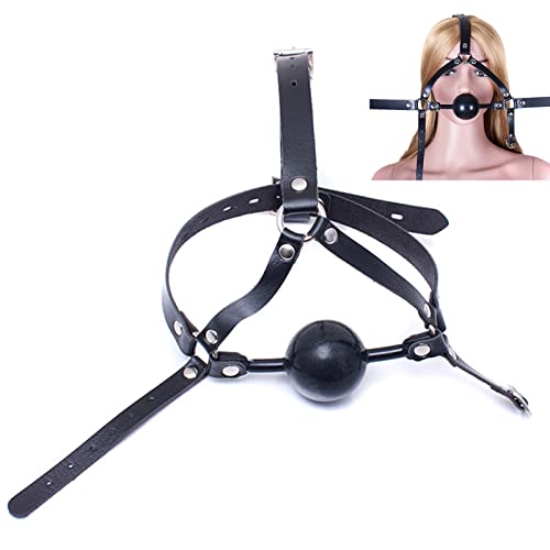 TRQOYTU Arnés Para La Cabeza Bondage Con Mordaza Bucal SM Bola De Mordaza Bucal De Silicona De Cuero BDSM Juego Sexual Erótico Ajustable Esclavo Coqueteo Juguete Sexual Para Parejas