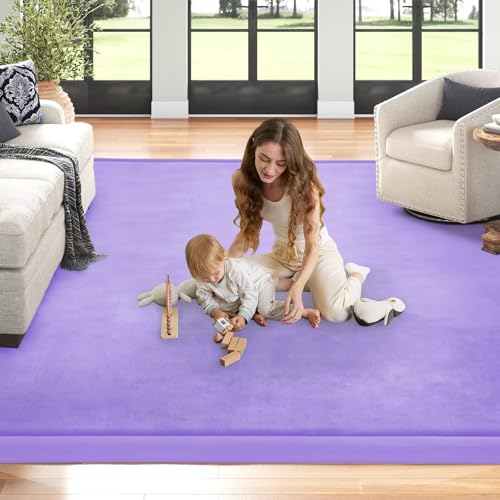 Image of Baby Play Mat for Floor Nursery Muscle Mat Area Rug Playroom Rug 79x110 inch Elastic Foam 1.3 inch Thick Crawling Mat for Babies,Toddlers, Infants (Lavender)