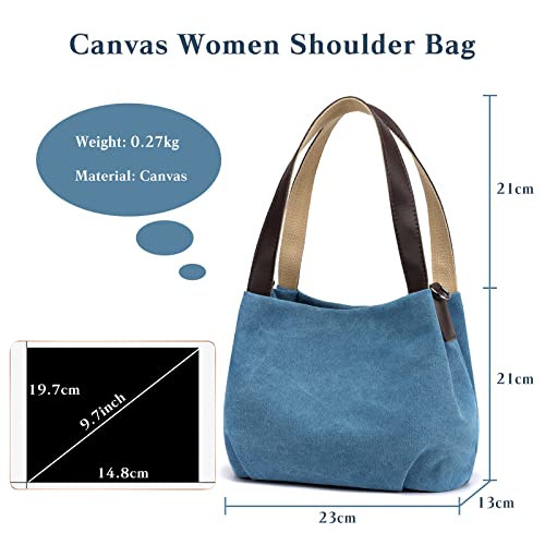 Image of CORIOS Women Underarm Bag Canvas Handbag Ladies Top Handle Bag Casual Clutch Tote Bag
