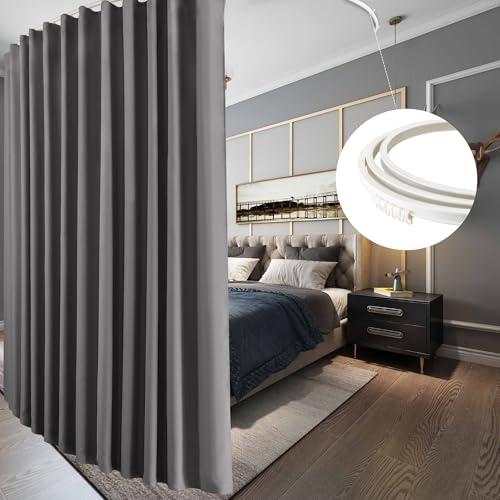 RYB HOME Room Divider Curtains with Flexible Silent Track Wall