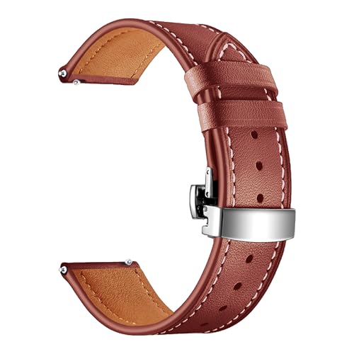 Image of ACM Watch Strap 20mm compatible with Compaq Q Watch Smartwatch | Luxury Leather Clasp Lock Belt Band