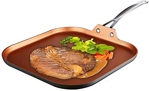 Cooksmark 11inch Copper Pan, Griddle Pan - Non-Stick Ceramic and Aluminium Cooking Pan,Dishwasher