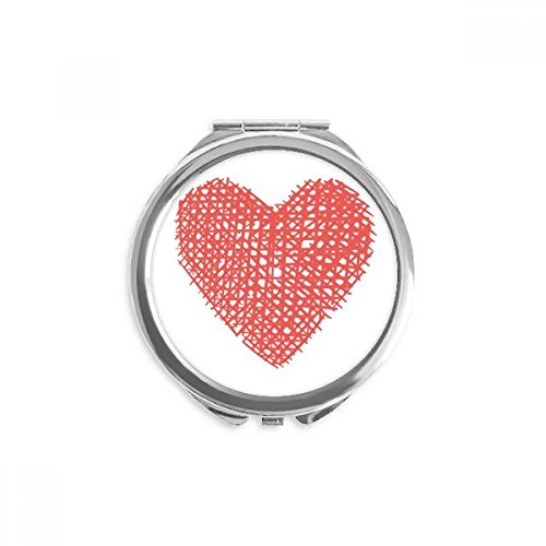 Miroir de poche coeur rose de maquillage portable 2.6 pouces pour sac