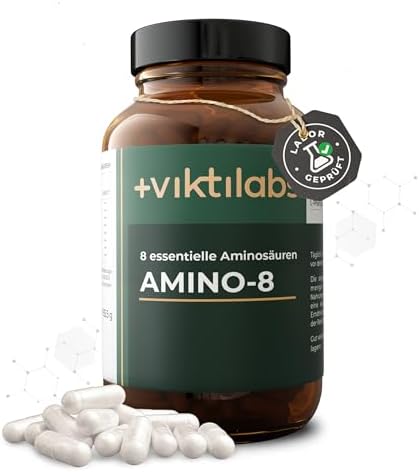 Amino 8 Aminosäuren Komplex - 998 mg pro Pressling - 99% Verwertungsrate | Mit allen essentiellen Aminosäuren - schnelle Aufnahme - 5 Presslinge täglich - 150 vegane Presslinge - o