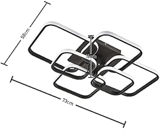 LED Dimmable Ceiling Lights with Remote, Chandelier Light with 6 Squares - Flush Mount Ceiling Lamp for Living Room, Kitchen, Office, Bedroom, Dining Room (2800k-6000k, Black, 10-20㎡)